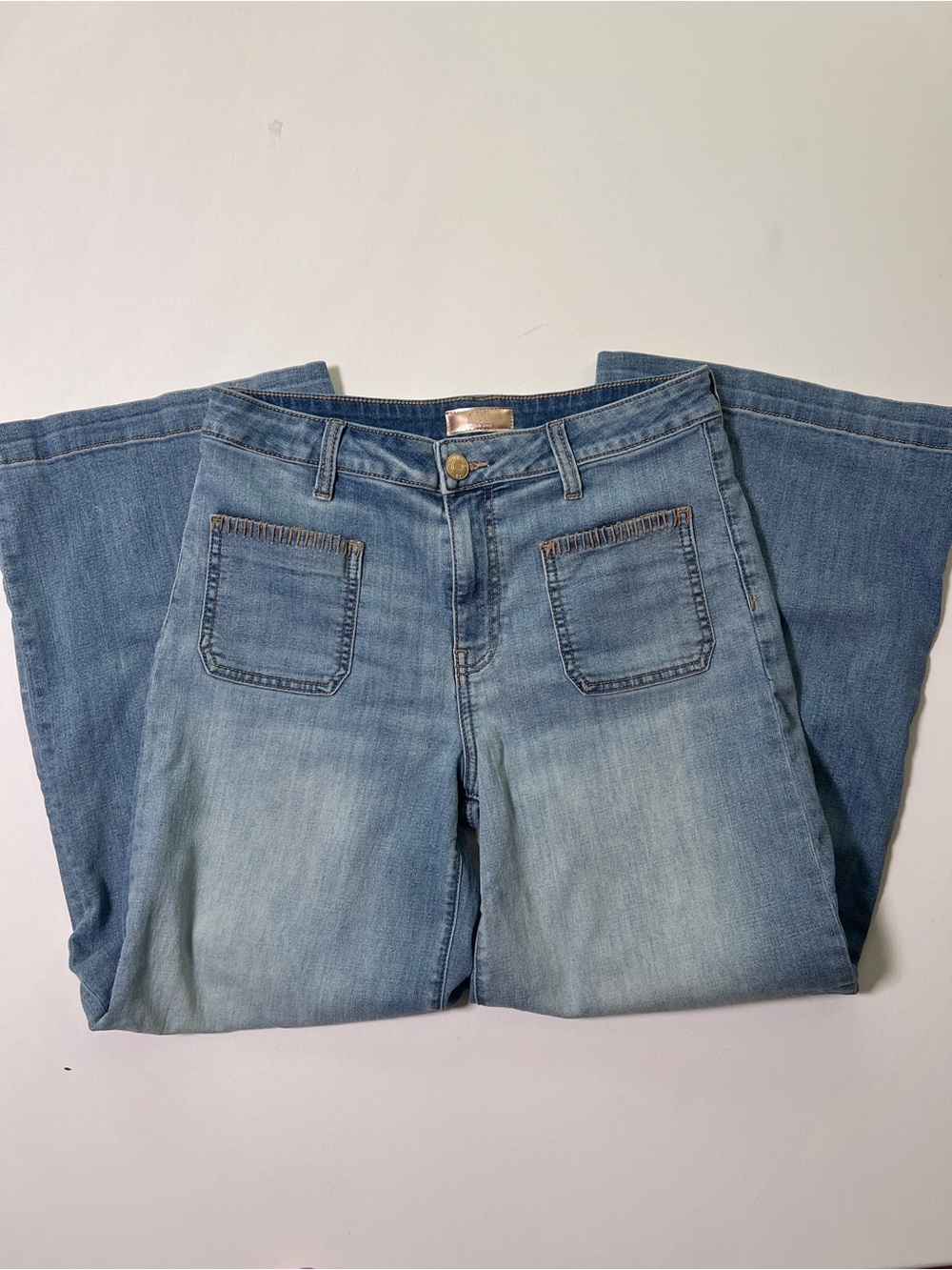 KUT from the Kloth MEG Wide Leg Jeans with Blanket Stitch Pockets